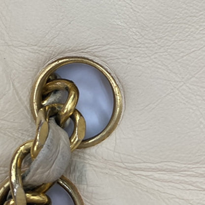 Chanel Vintage Two Tone CC Flap Bag Quilted Lambskin, BEIGE, LEATHER, Shoulder bag