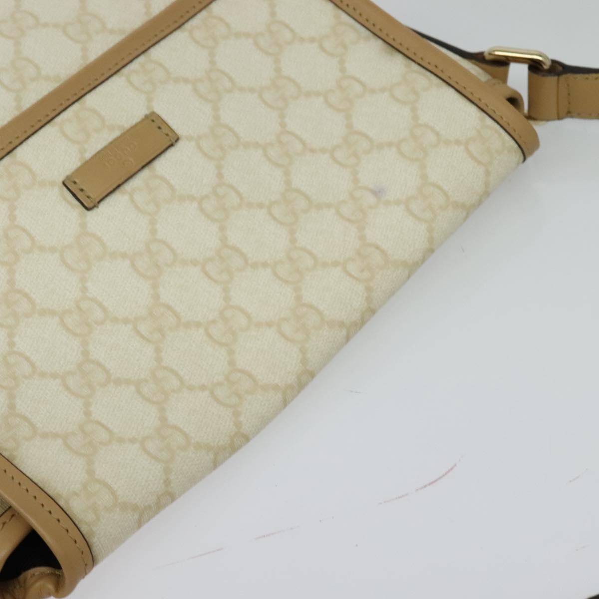 Gucci Flap Messenger GG Coated Canvas, WHITE, PVC, Shoulder bag