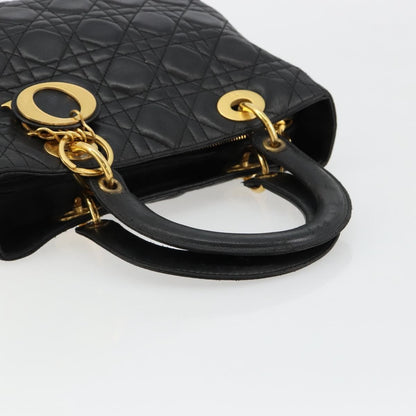Christian Dior Vintage Lady Dior Bag Cannage Quilt Lambskin, Black, Leather, Handbag