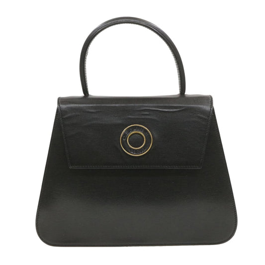 Celine Circle Logo Handbag Leather, BLACK, LEATHER, Handbag