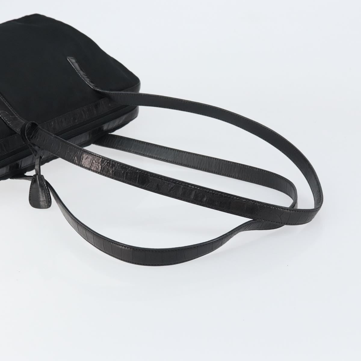 Prada Vintage Shoulder Bag Nylon and Leather, BLACK, NYLON, Shoulder bag