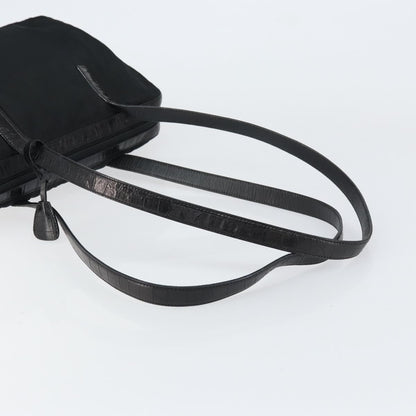 Prada Vintage Shoulder Bag Nylon and Leather, BLACK, NYLON, Shoulder bag