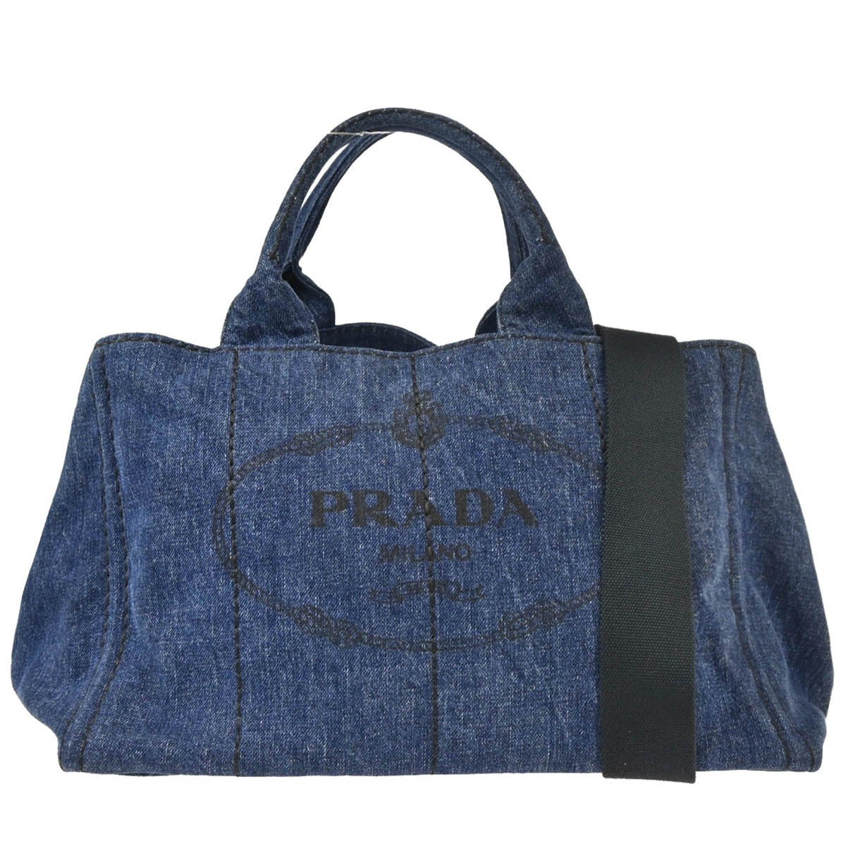 Prada Canapa Convertible Tote Denim, BLUE, DENIM_JEANS, Tote bag