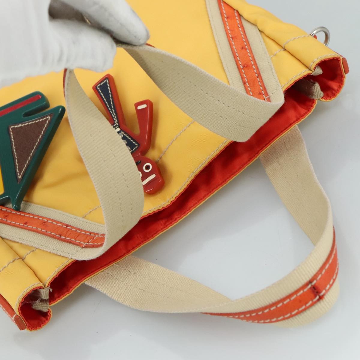 Prada Vintage Handbag Tessuto, YELLOW, NYLON, Handbag