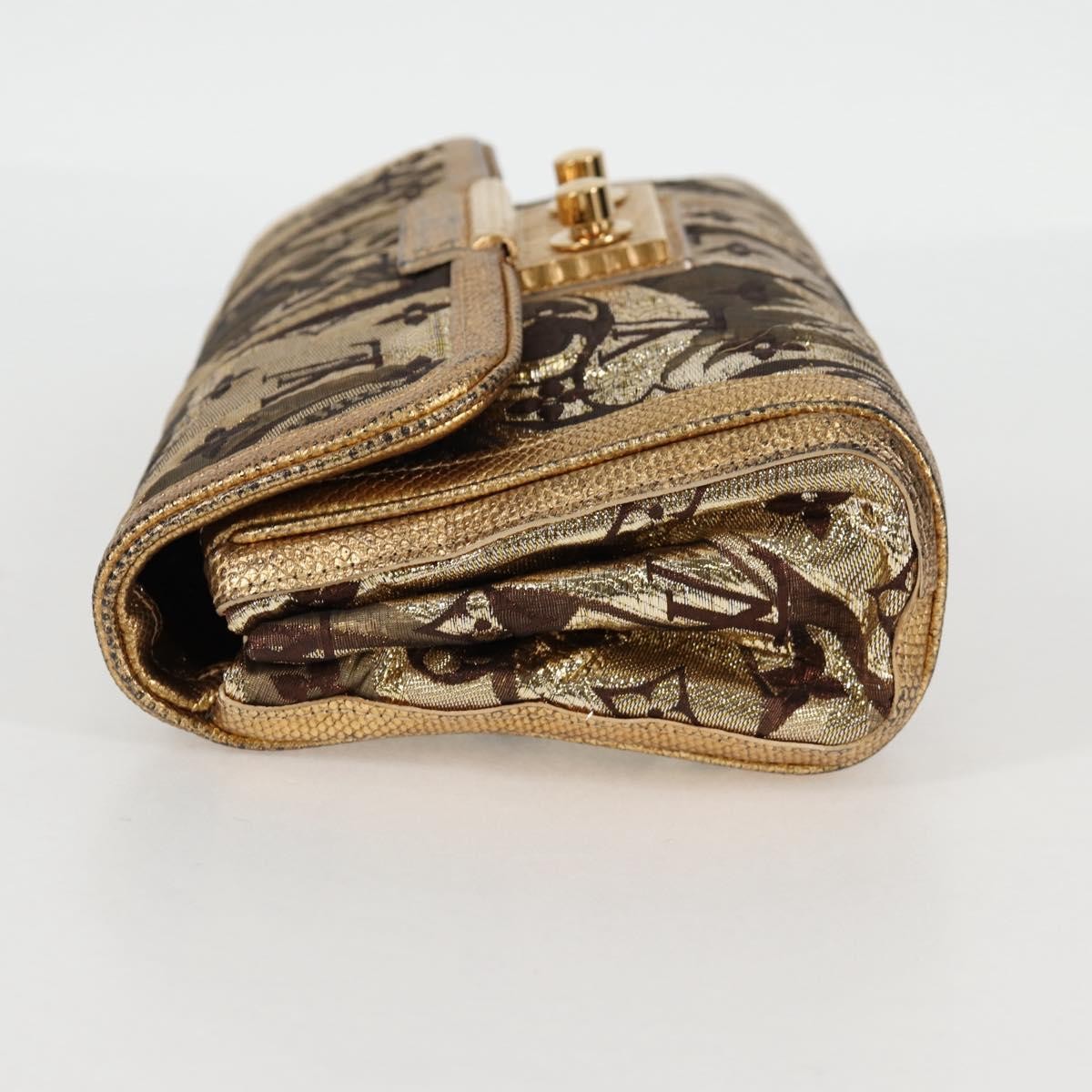 Louis Vuitton Thalie Clutch Brocade Monogram, GOLD, CANVAS, Clutche & pouche