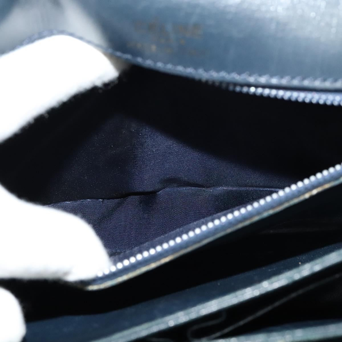 Celine Flap Shoulder Bag Leather, NAVY, LEATHER, Shoulder bag