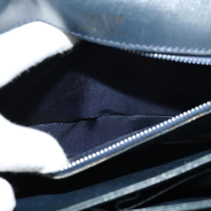 Celine Flap Shoulder Bag Leather, NAVY, LEATHER, Shoulder bag
