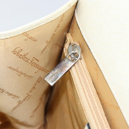 Salvatore Ferragamo Double Gancini Top Handle Bag Saffiano Leather, WHITE, LEATHER, Handbag