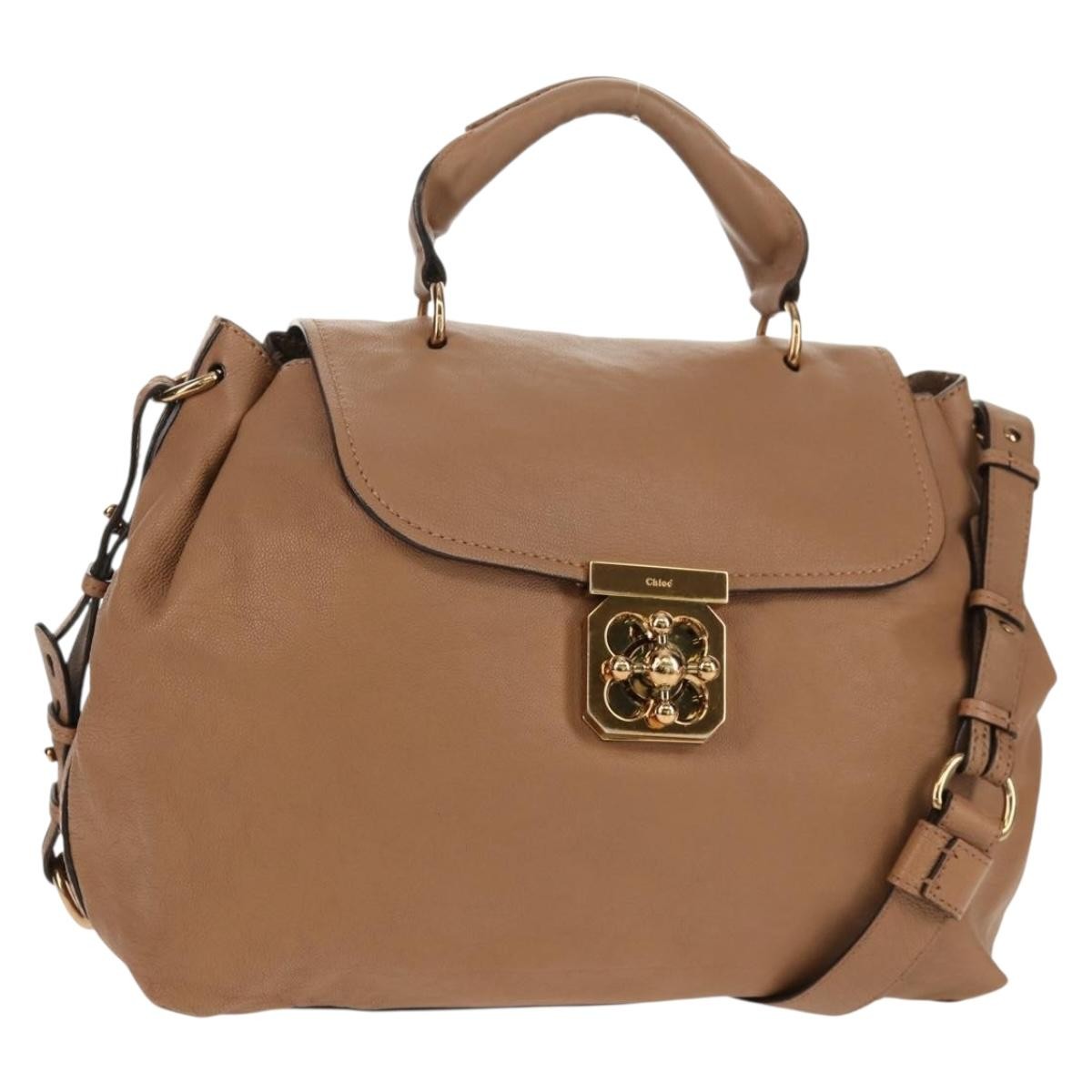 Chloe Elsie Convertible Satchel Leather, BEIGE, LEATHER, Handbag
