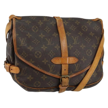 Louis Vuitton Saumur Handbag Monogram Canvas, BROWN, CANVAS, Shoulder bag
