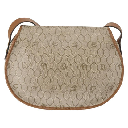 Christian Dior Vintage Honeycomb Flap Crossbody Bag Coated Canvas, BEIGE, CANVAS, Crossbody bag