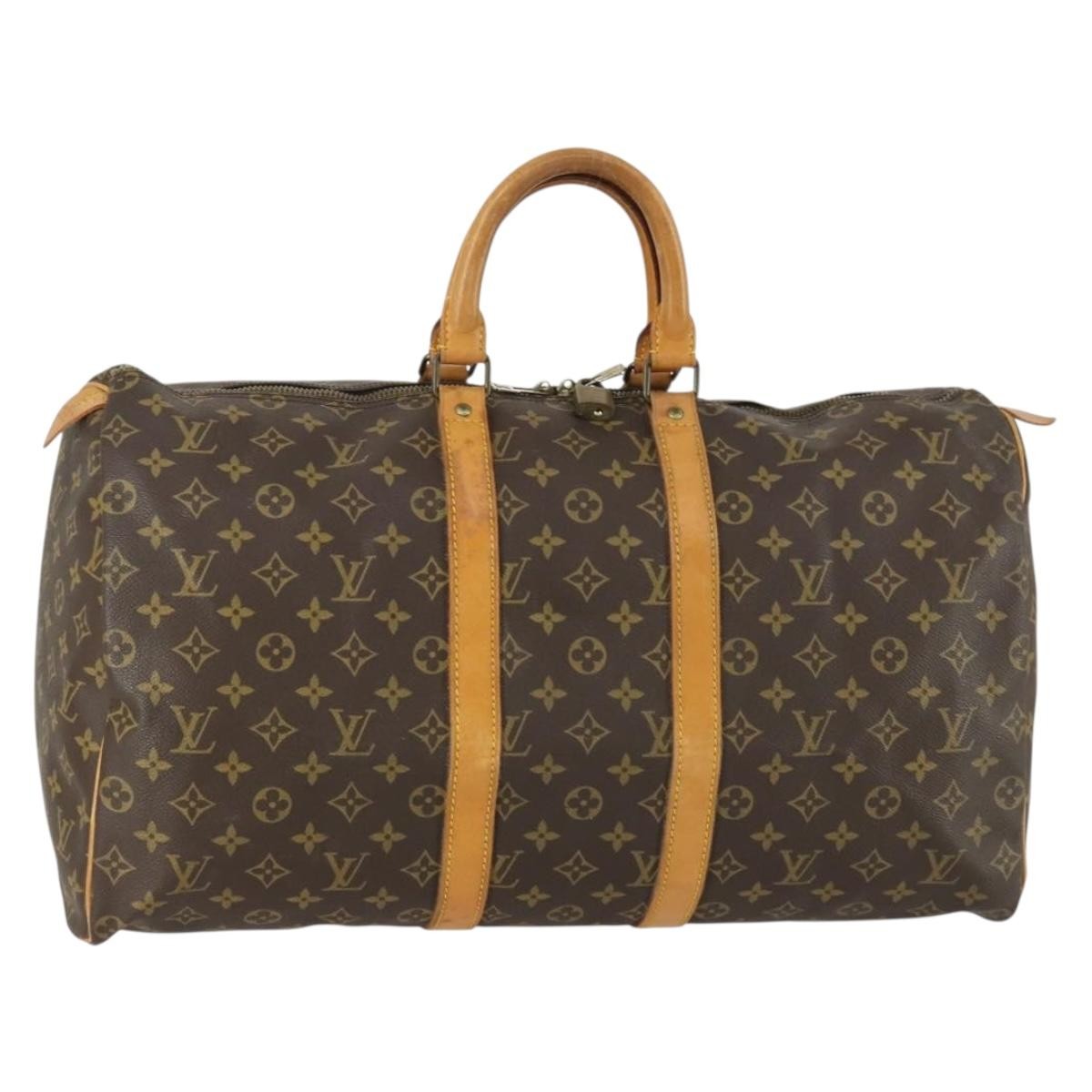 Louis Vuitton Keepall Bag Monogram Canvas, BROWN, CANVAS, Travel bag