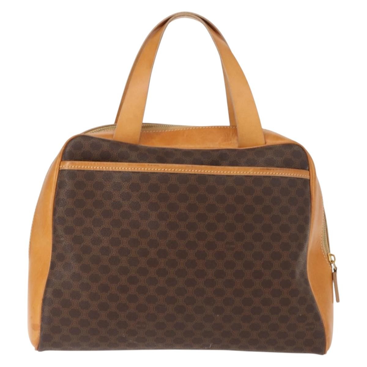 Celine Vintage Macadam Handbag Canvas and Leather, BROWN, CANVAS, Handbag