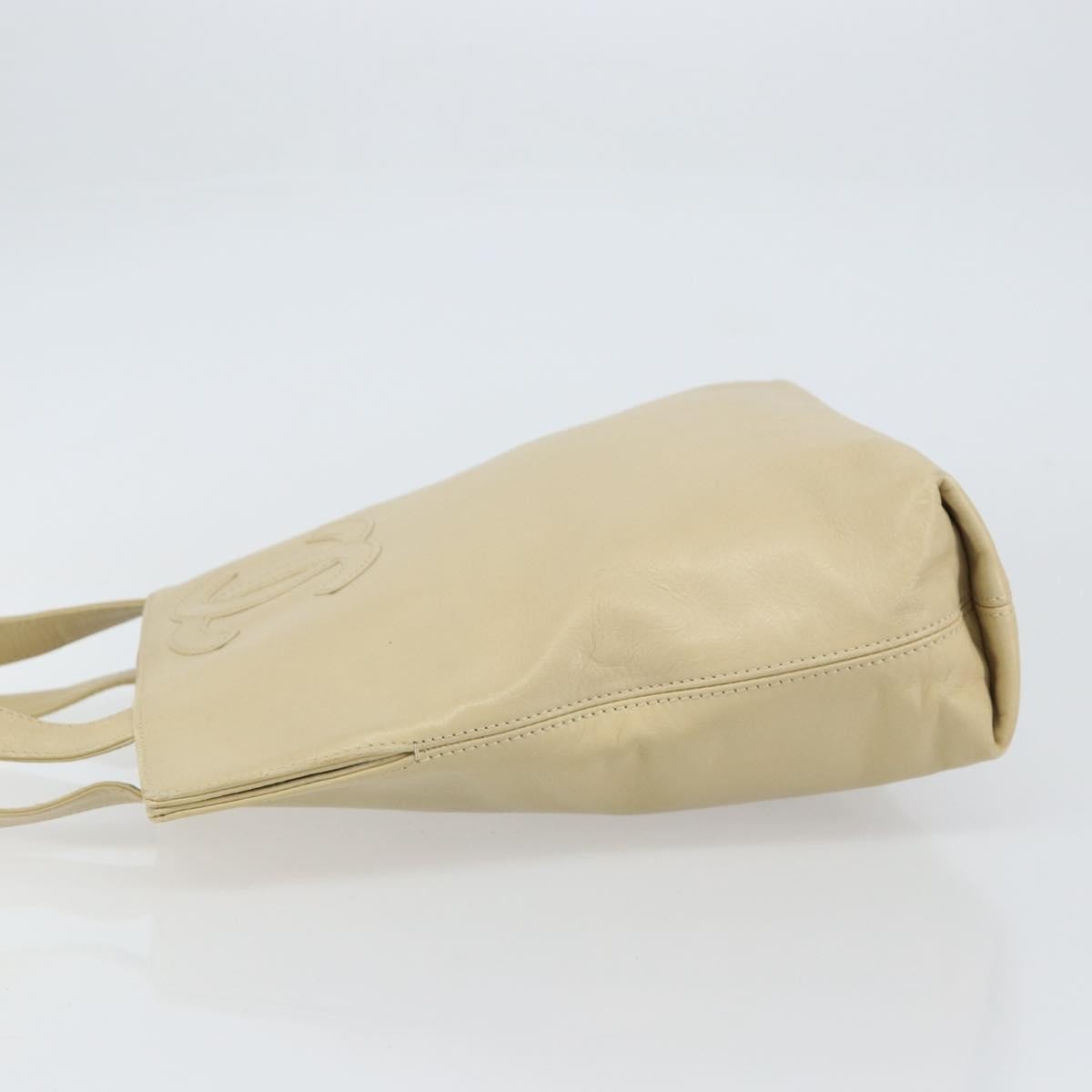 Chanel Vintage CC Logo Tote Leather, BEIGE, LEATHER, Tote bag