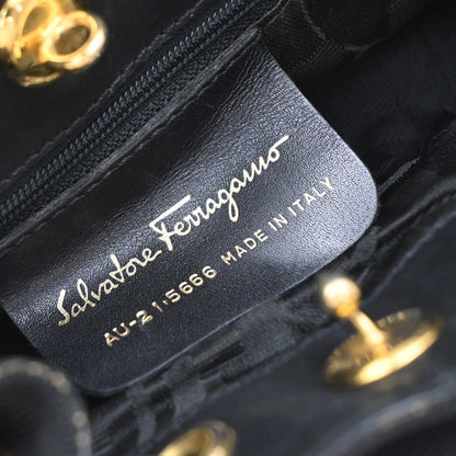 Salvatore Ferragamo Vala Backpack Canvas, Black, Canvas, Backpack