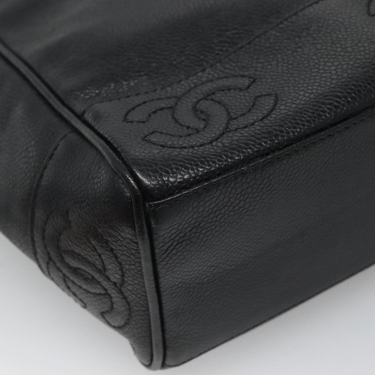Chanel Vintage Stitched CC Shoulder Bag Caviar, BLACK, LEATHER, Shoulder bag