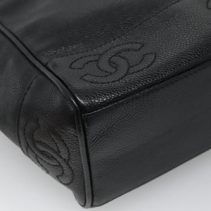 Chanel Vintage Stitched CC Shoulder Bag Caviar, BLACK, LEATHER, Shoulder bag