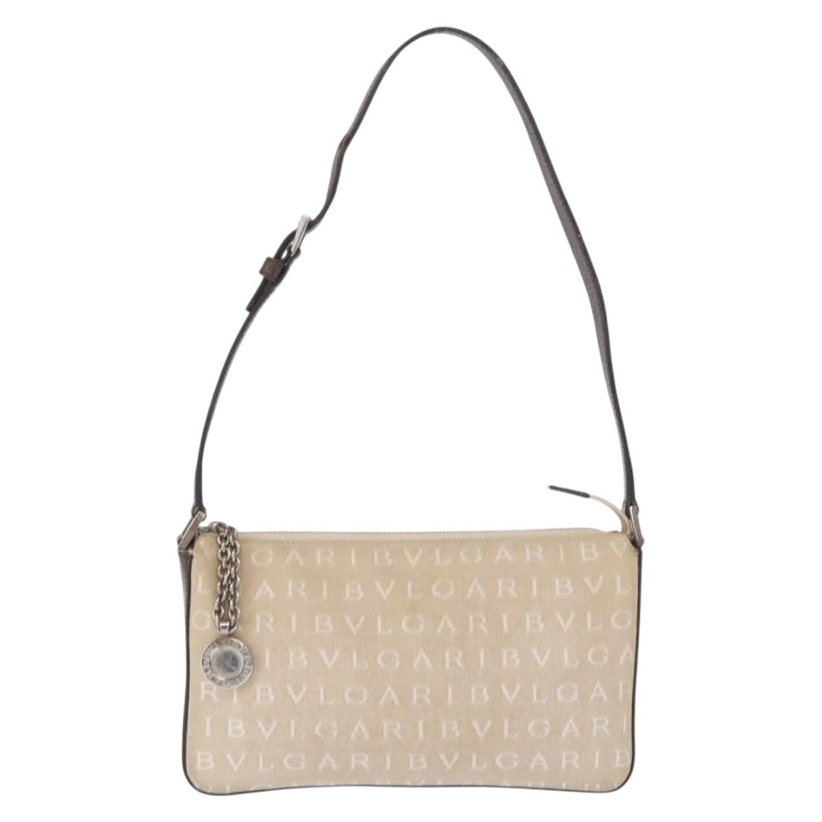 Bvlgari Pouch Canvas, Beige, Canvas, Clutch