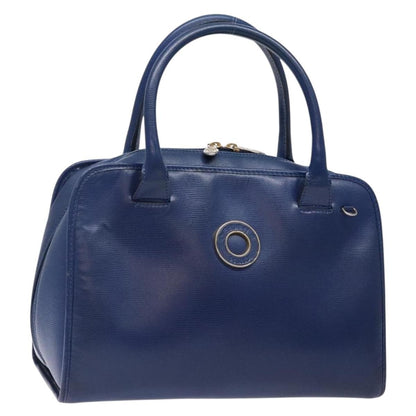 Celine Circle Logo Handbag Leather, BLUE, LEATHER, Handbag