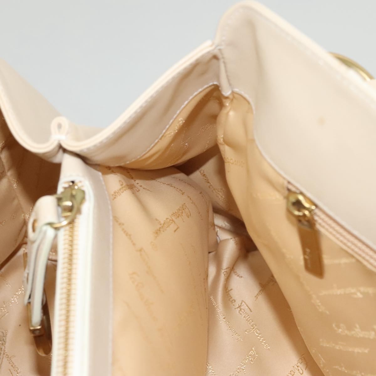 Salvatore Ferragamo Gancini Shoulder Bag Leather, BEIGE, LEATHER, Shoulder bag