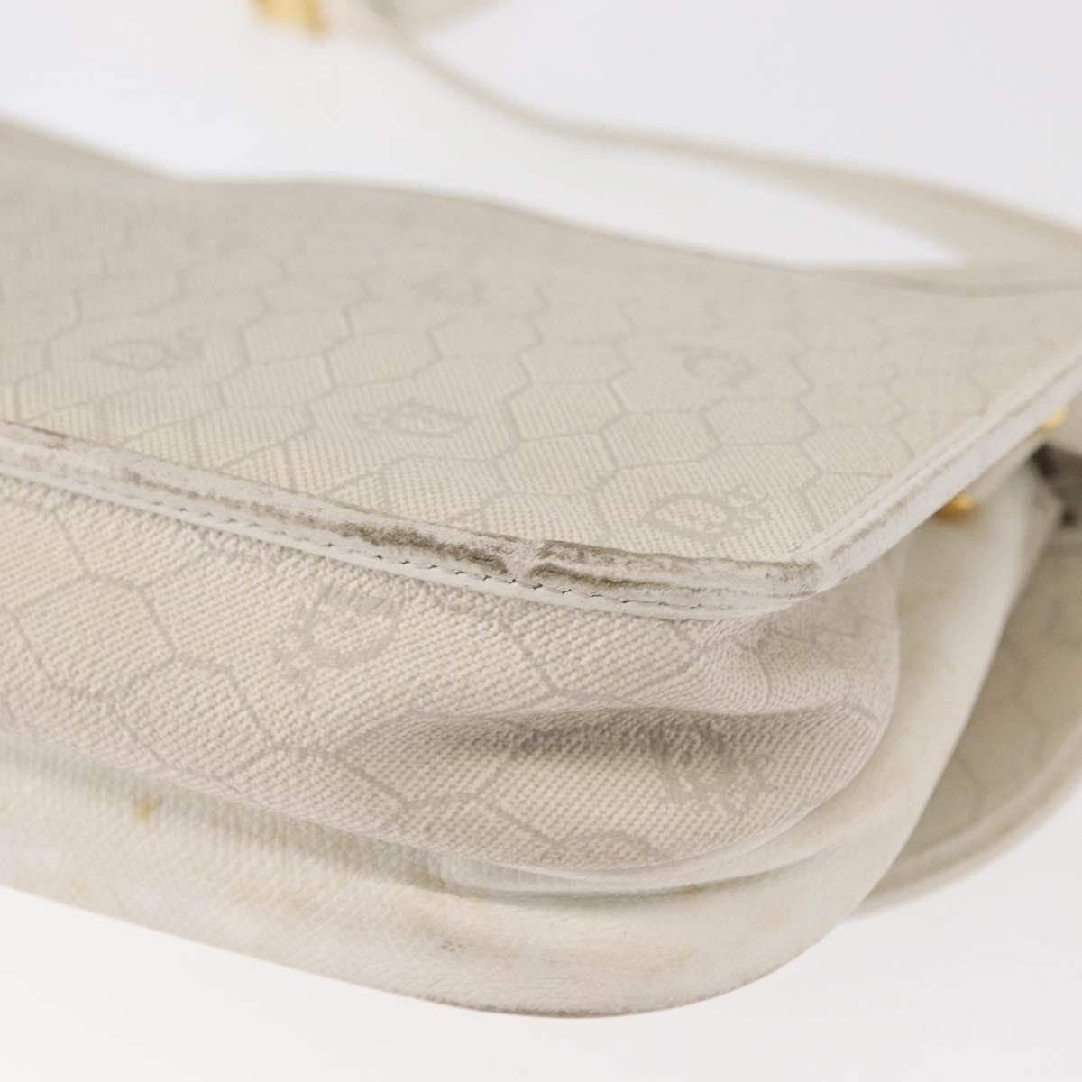 Christian Dior Vintage Honeycomb Flap Crossbody Bag Canvas and Leather, WHITE, CANVAS, Shoulder bag