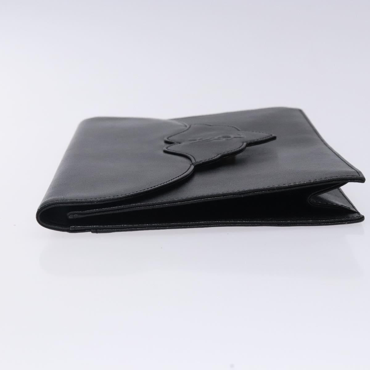 Saint Laurent Vintage Envelope Flap Clutch Leather, BLACK, LEATHER, Clutche & pouche