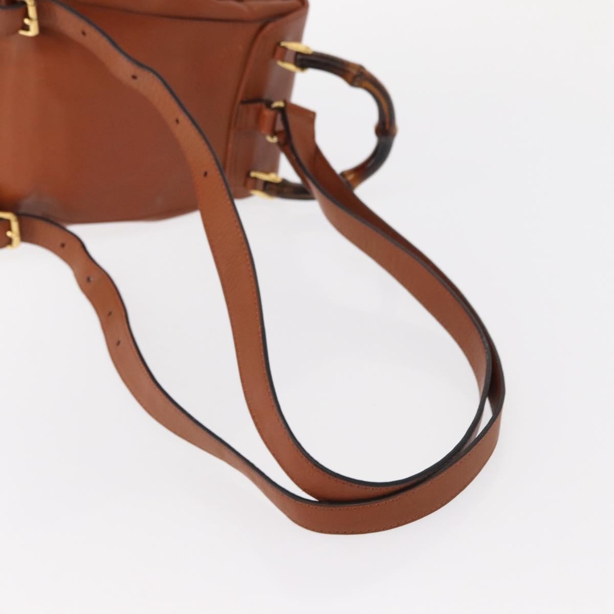 Gucci Vintage Bamboo Backpack Leather, BROWN, LEATHER, Backpack