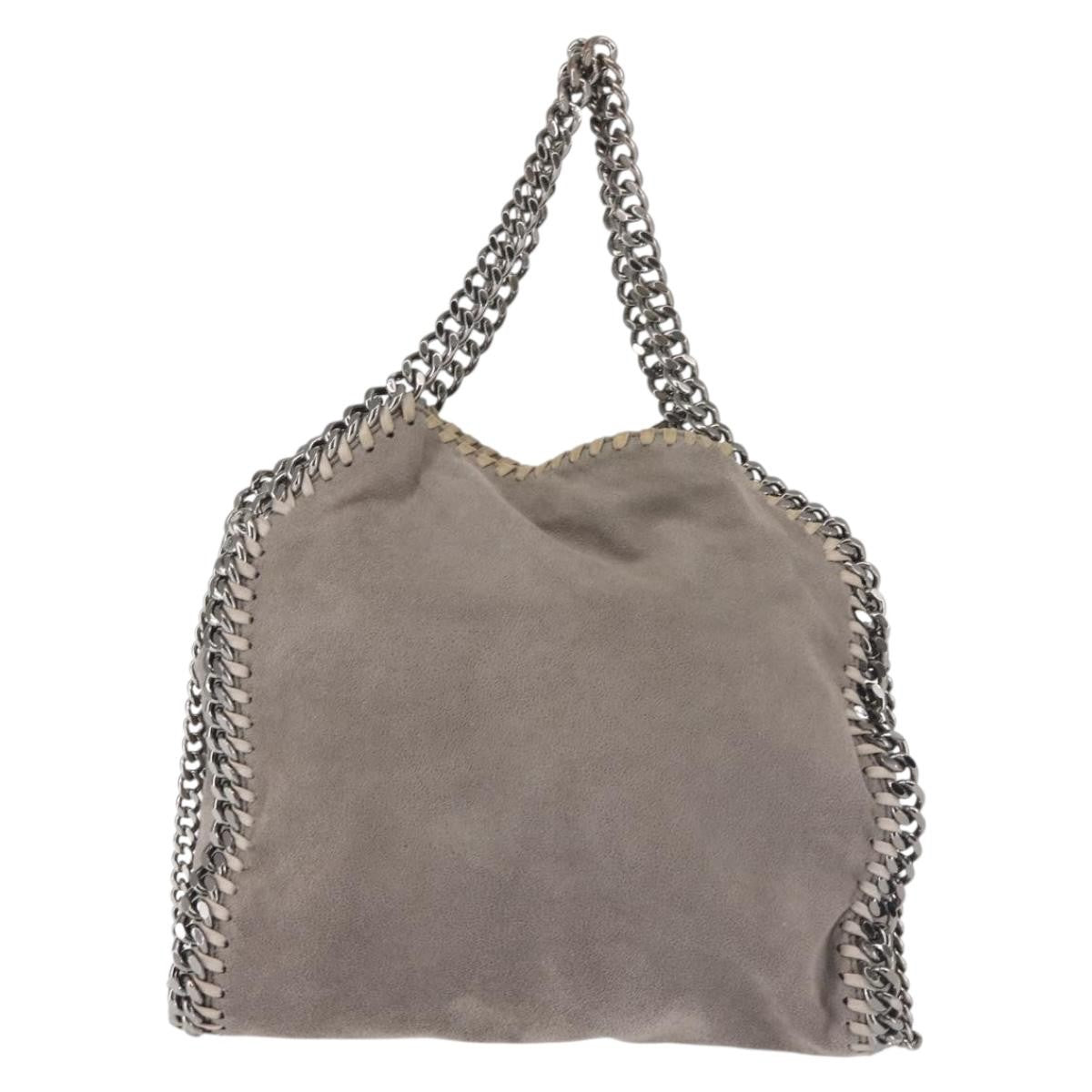 Stella McCartney Falabella Fold Over Crossbody Bag Suede, Gray, Synthetic, Shoulder Bag
