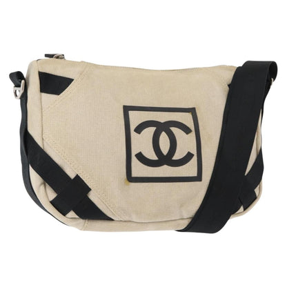 Chanel Vintage Crossbody Bag Canvas, BEIGE, CANVAS, Shoulder bag