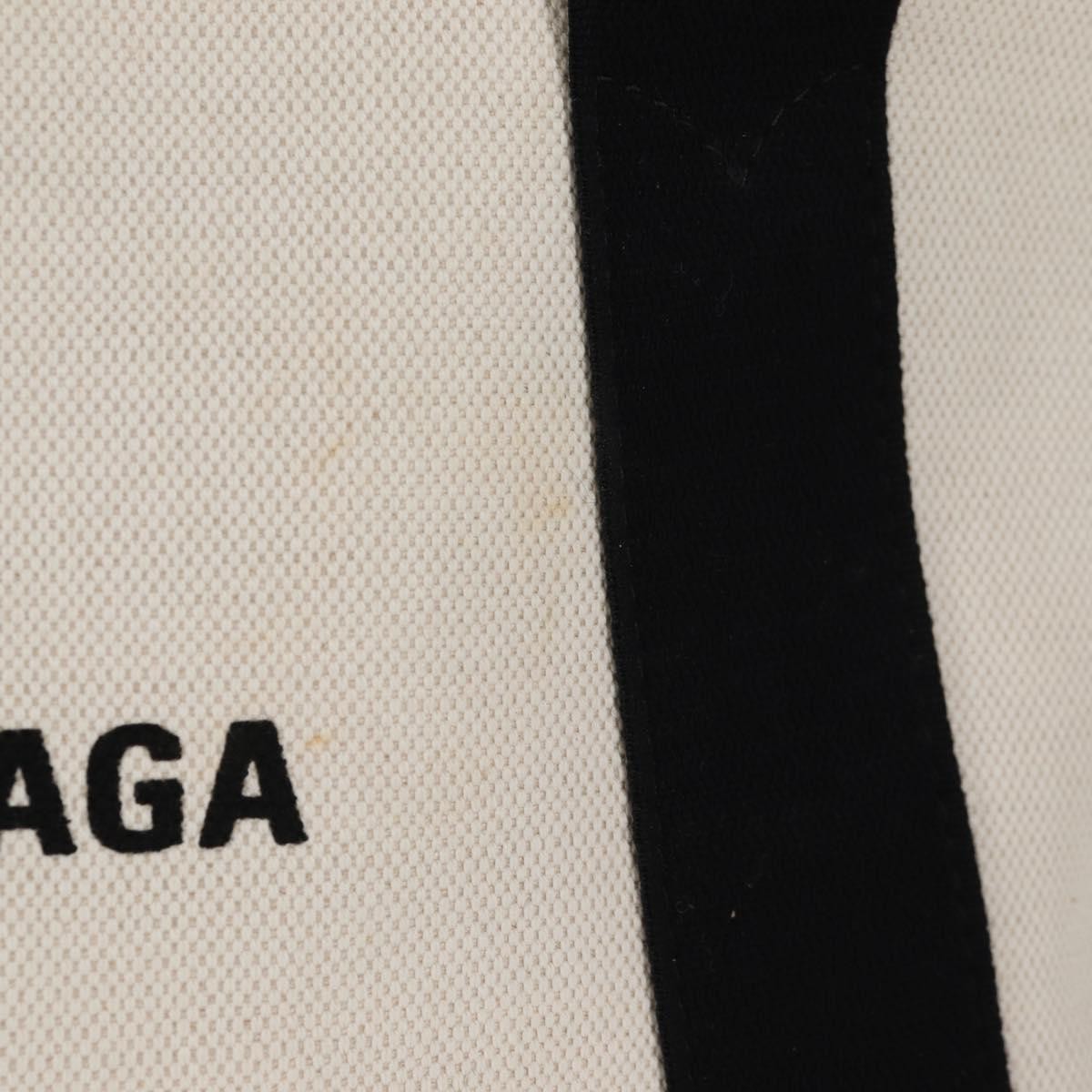 Balenciaga Navy Cabas Canvas with Leather, WHITE, CANVAS, Tote bag