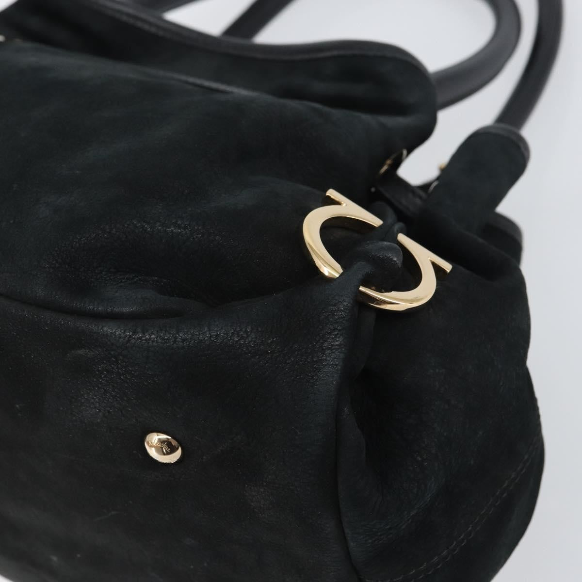 Salvatore Ferragamo Gancini Tote Suede, BLACK, SUEDE, Tote bag