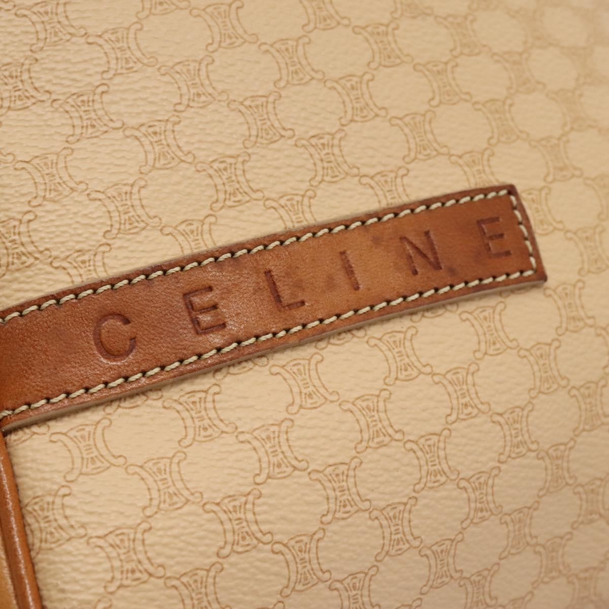 Celine Vintage Macadam Backpack Canvas and Leather, BEIGE, CANVAS, Backpack