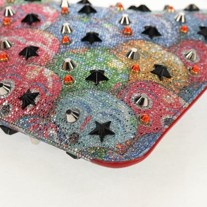 Christian Louboutin Loubiclutch Spiked Printed Leather, RED, CANVAS, Shoulder bag