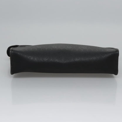 Christian Dior Vintage Honeycomb Zip Pouch Coated Canvas, BLACK, CANVAS, Clutche & pouche