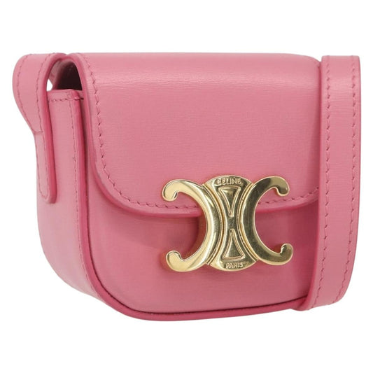 Celine Triomphe Shoulder Bag Smooth Calfskin, Pink, Leather, Shoulder Bag