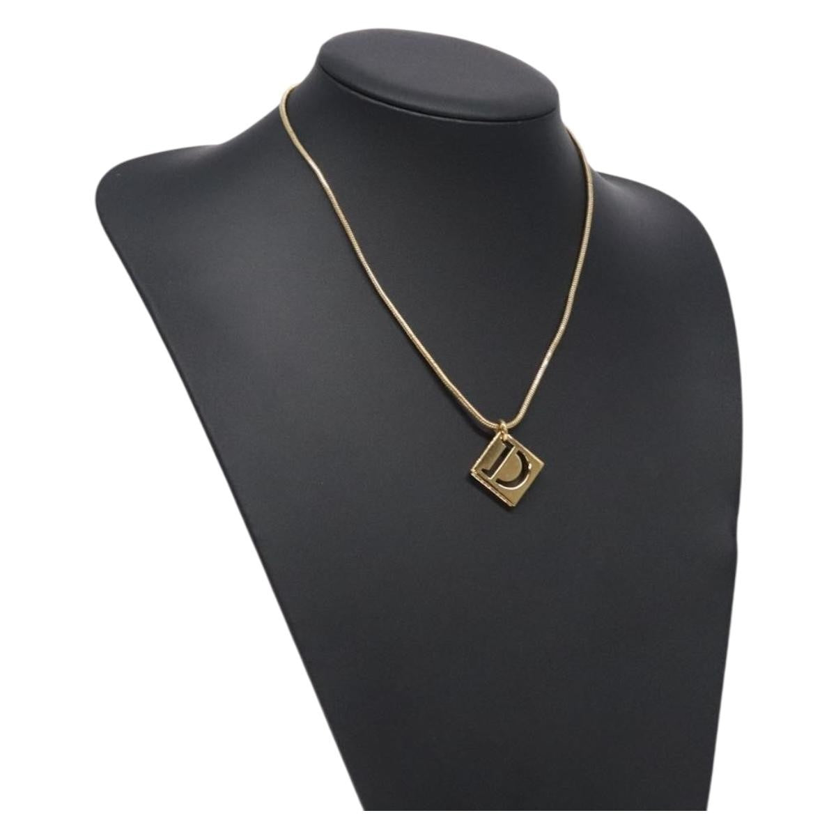 Christian Dior D logo Pendant Necklace Metal, GOLD, METAL, Necklace