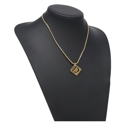 Christian Dior D logo Pendant Necklace Metal, GOLD, METAL, Necklace
