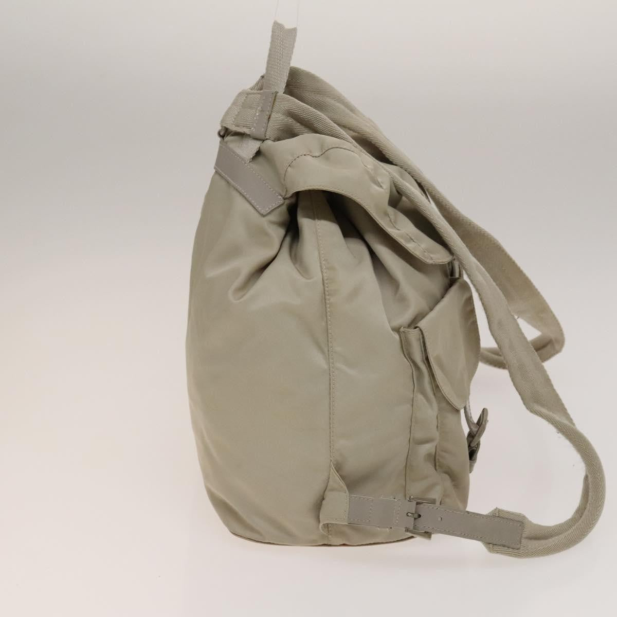 Prada Vela Double Front Pocket Backpack Tessuto with Saffiano Leather, SILVER, NYLON, Backpack