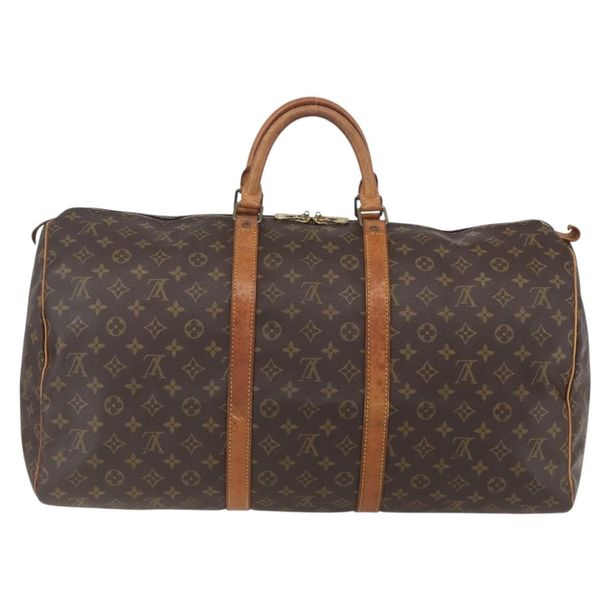 Louis Vuitton Keepall Bag Monogram Canvas, BROWN, CANVAS, Travel bag