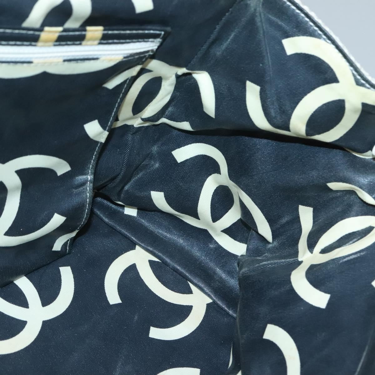 Chanel CC Resin Chain Tote Quilted Raffia, WHITE, WOOD, Tote bag