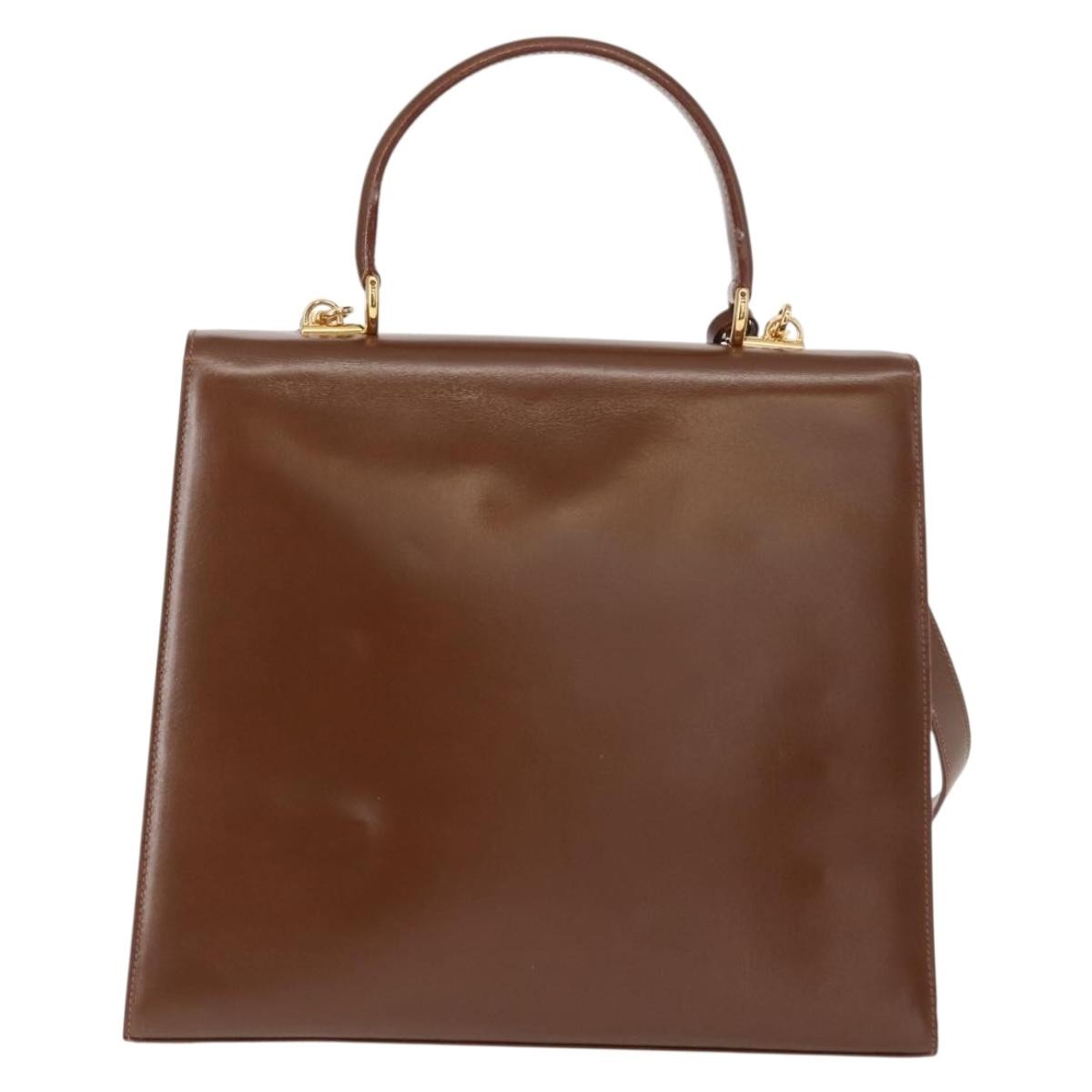 Gucci Vintage Lady Lock Top Handle Bag Leather, BROWN, LEATHER, Handbag