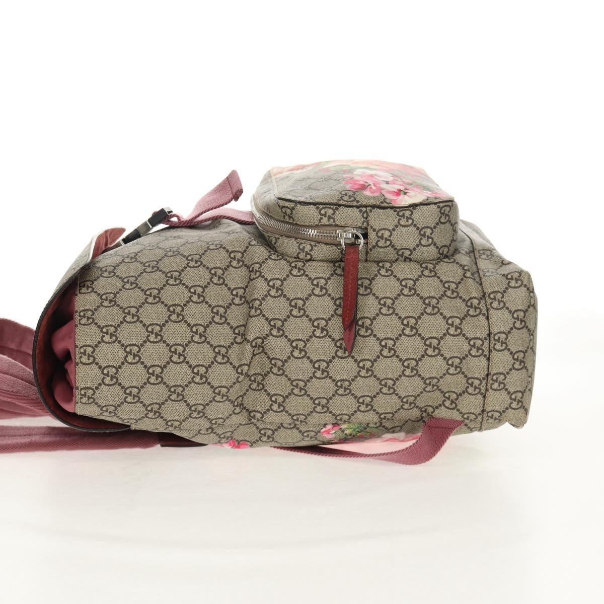 Gucci Buckle Backpack Blooms Print GG Coated Canvas, BEIGE, CANVAS, Backpack