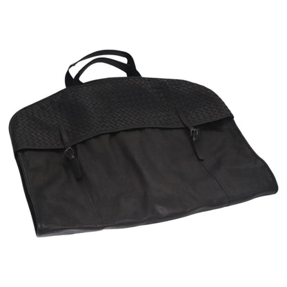 Bottega Veneta Garment Cover Canvas with Intrecciato Detail, BLACK, LEATHER, Travel bag