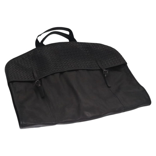 Bottega Veneta Garment Cover Canvas with Intrecciato Detail, BLACK, LEATHER, Travel bag