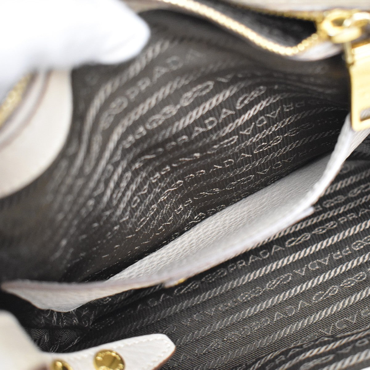 Prada Twin Shopping Tote Vitello Daino, BEIGE, LEATHER, Handbag