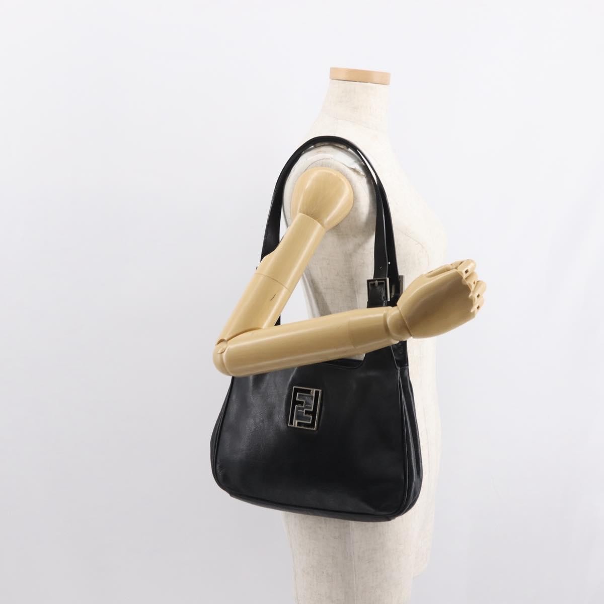 Fendi Vintage Shoulder Bag Leather, BLACK, LEATHER, Shoulder bag