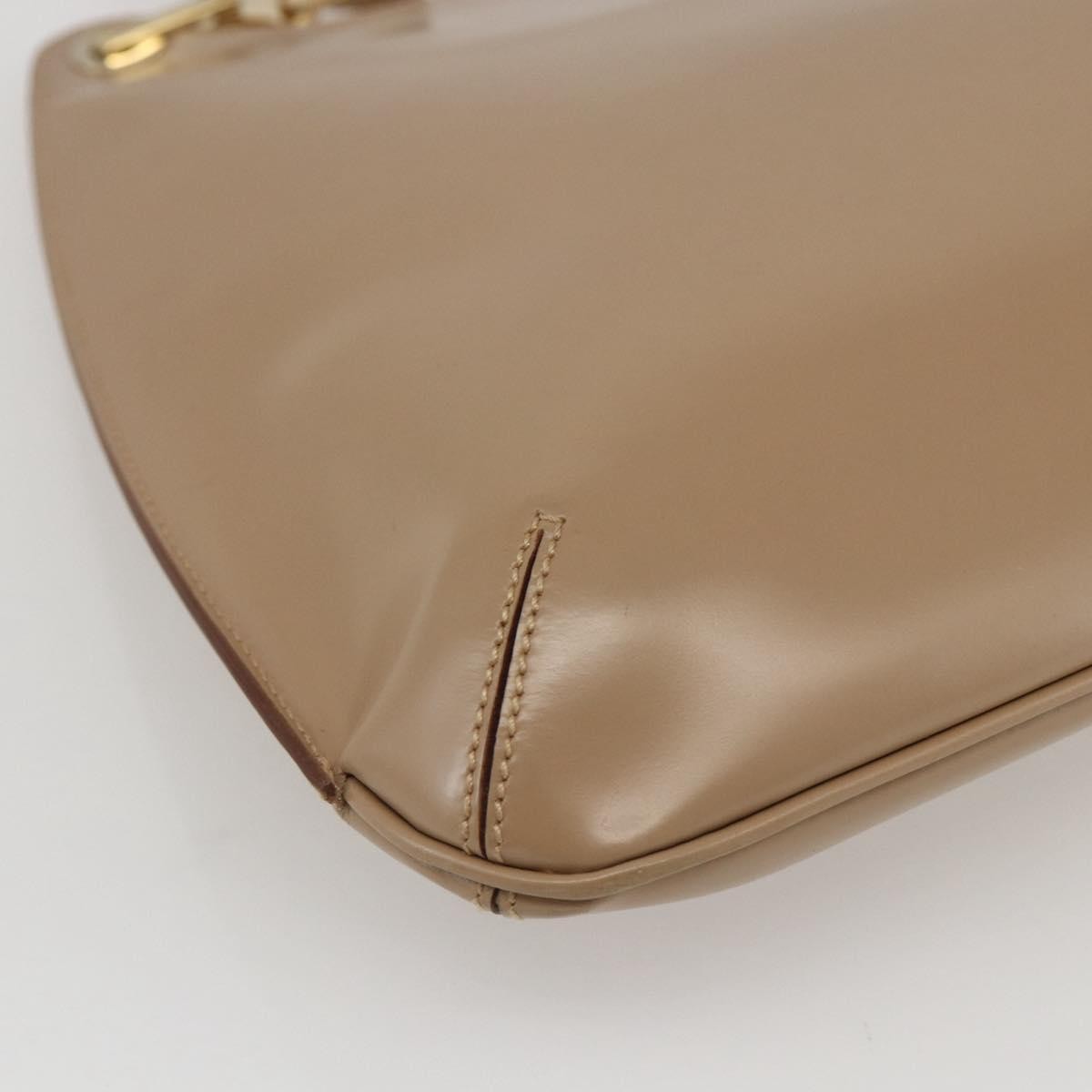 Salvatore Ferragamo Gancini Shoulder Bag Leather, BEIGE, LEATHER, Shoulder bag