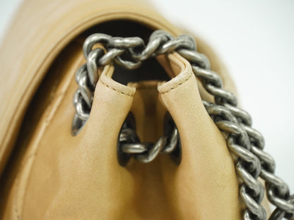 Chanel Boy Accordion Flap Bag Quilted Lambskin, BEIGE, LEATHER, Shoulder bag