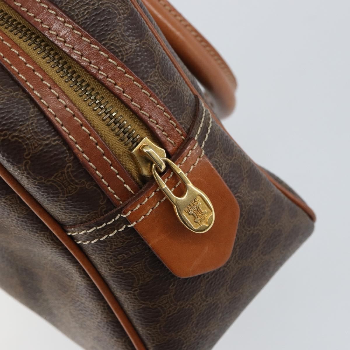 Celine Macadam Handbag Macadam with leather, BROWN, CANVAS, Handbag