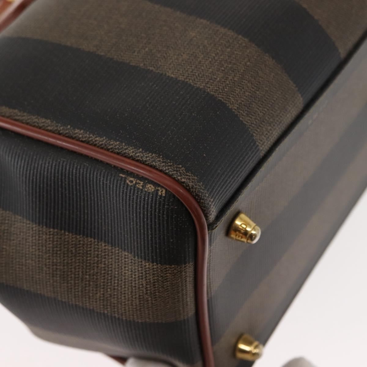 Fendi Vintage Pequin Convertible Boston Bag Coated Canvas, BROWN, CANVAS, Handbag